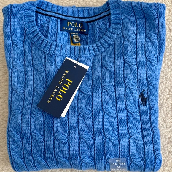 Polo Ralph Lauren Other - NWT Polo Ralph Lauren Yourh Cable Knit Blue Sweater Size M(10-12)
